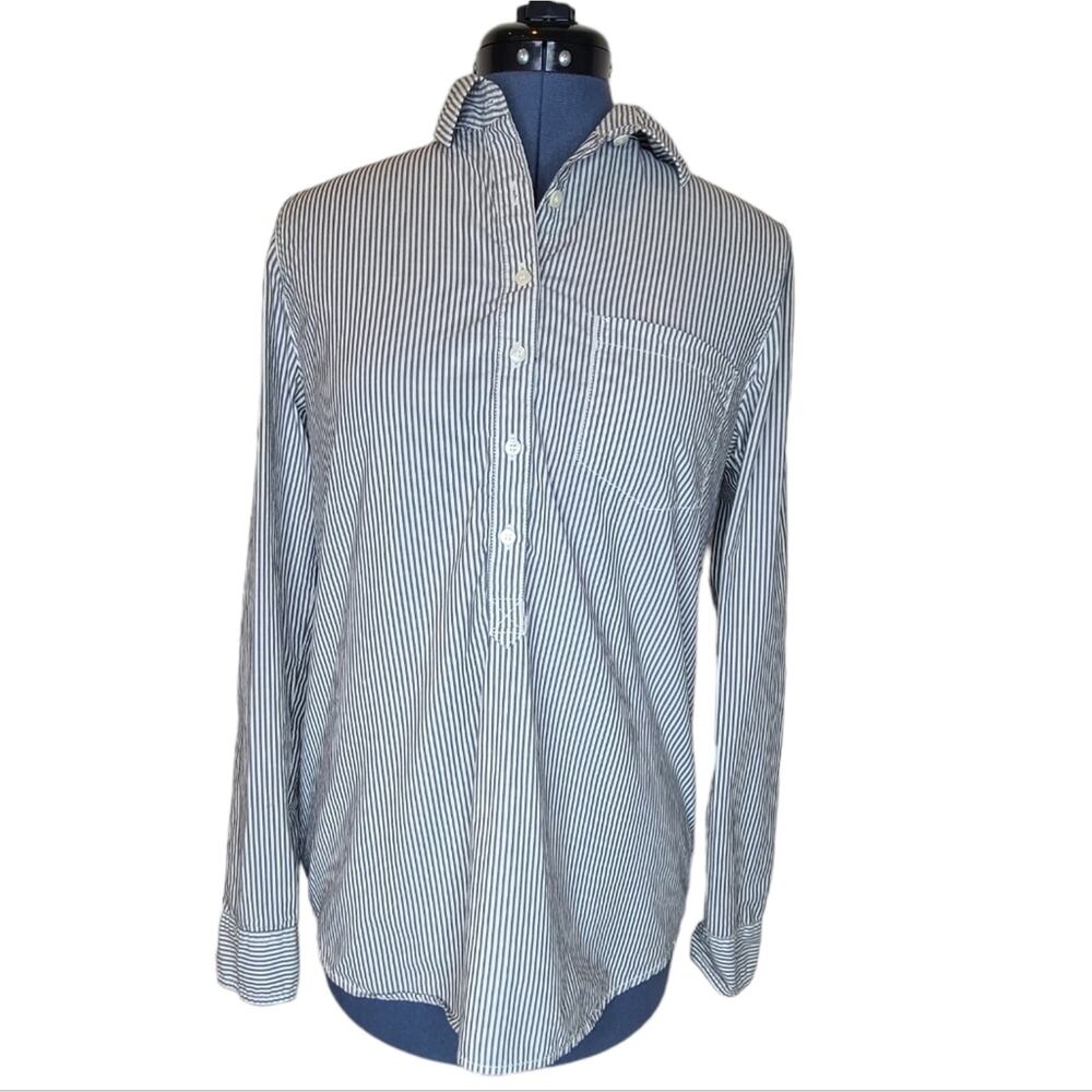 J. Crew factory pinstripe pullover half button top small